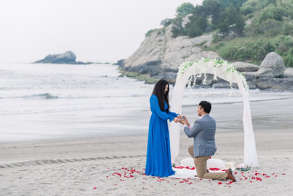 romantic beach proposal rhode island captured by ri proposal photographer