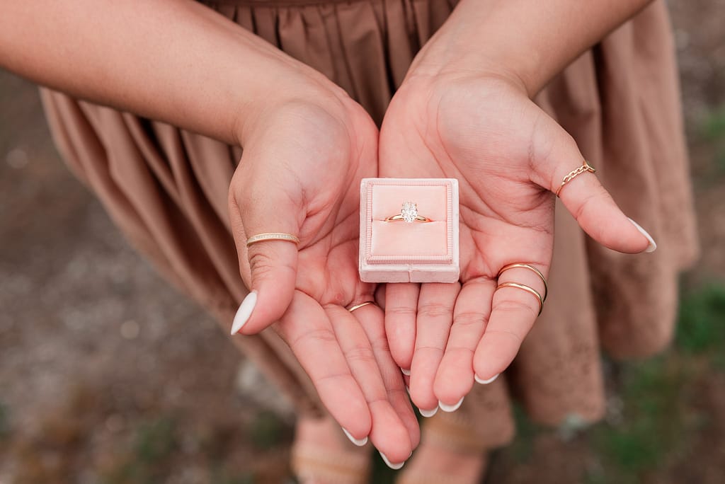 engagement ring in peach box