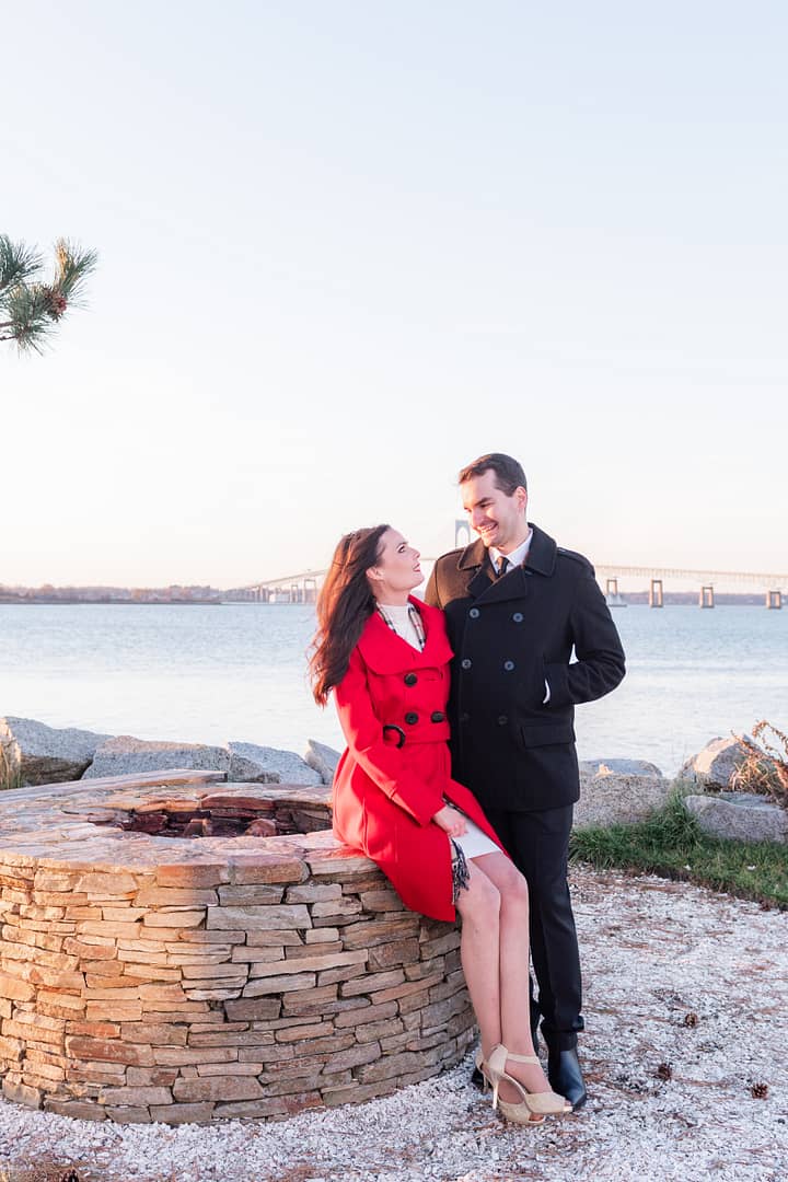 posed portraits after winter proposal at harbor island resort