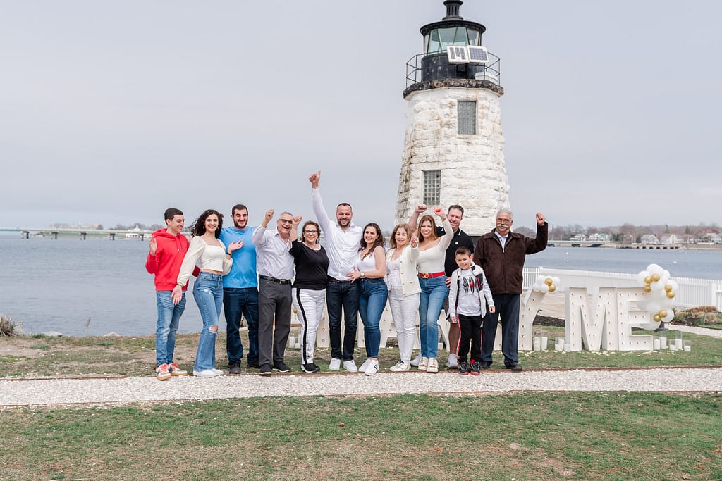 family cheers after newport harbor island resort proposal