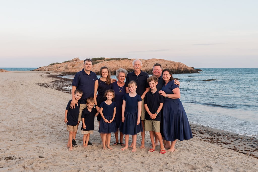 multigenerational family portrait on beach