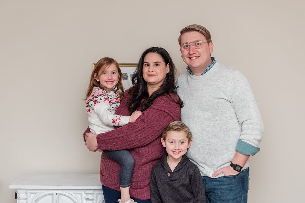 family of four with toddlers portrait