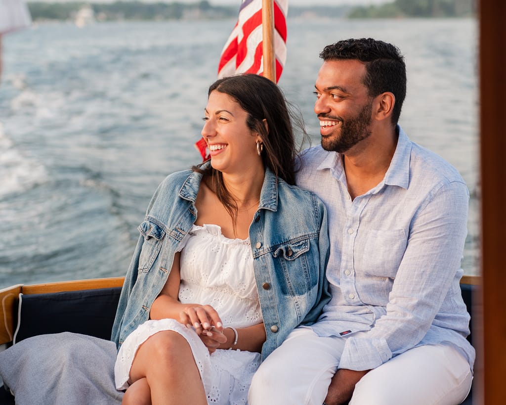 couple enjoys view cruise by ocean house on watch hill
