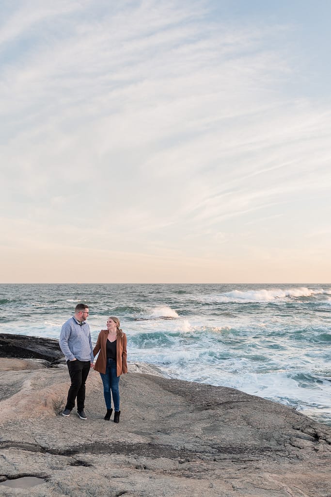 couple walks after newport surprise proposal
