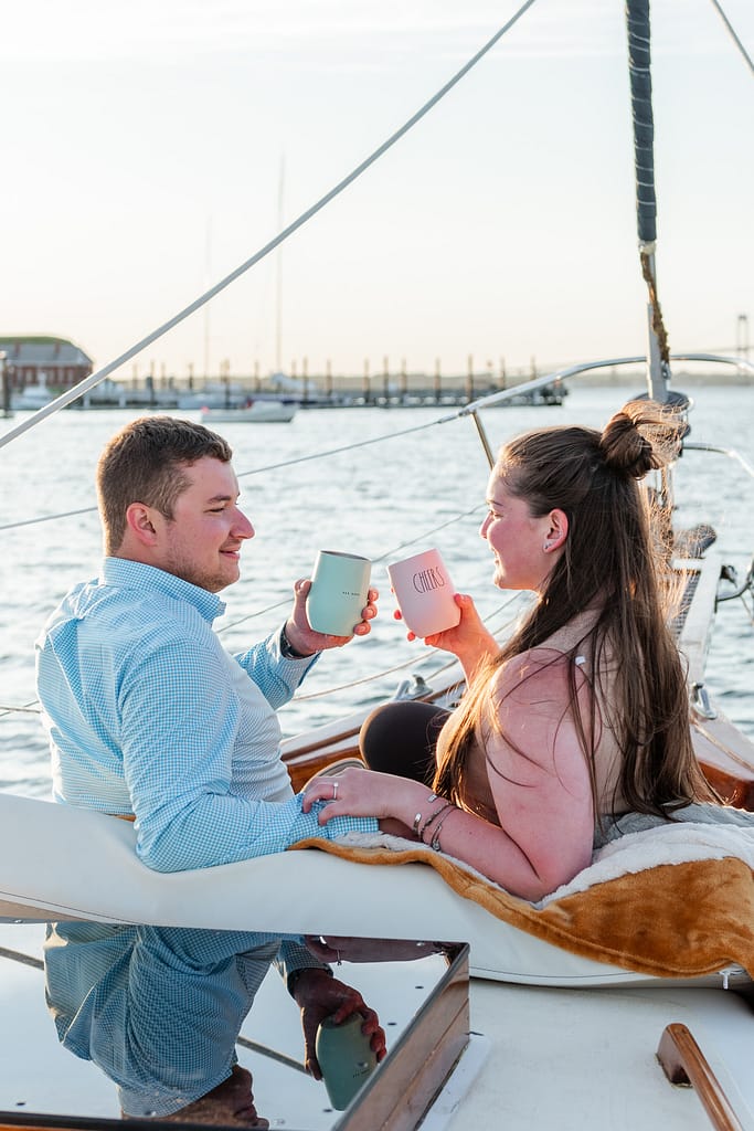 couple toasts after newport ri proposal