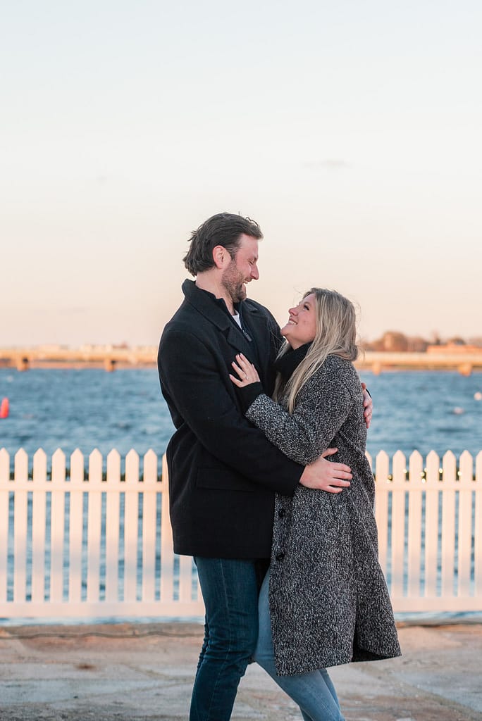 couple smiles after newport ri proposal